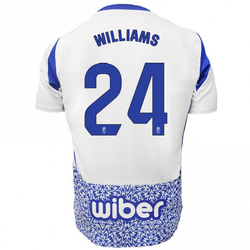 Niño Fútbol Camiseta Loïc Williams #24 Blanco Azul 2ª Equipación 2024/25