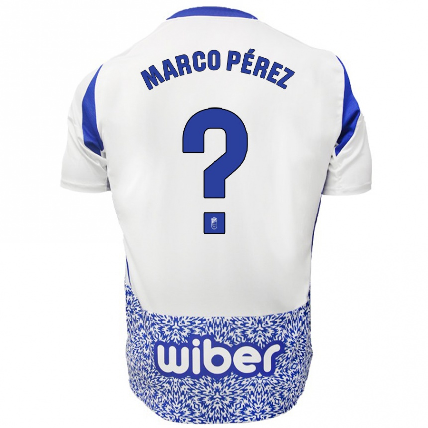 Niño Fútbol Camiseta Marco Pérez #0 Blanco Azul 2ª Equipación 2024/25