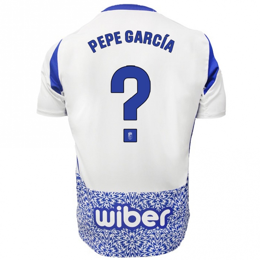 Niño Fútbol Camiseta Pepe García #0 Blanco Azul 2ª Equipación 2024/25