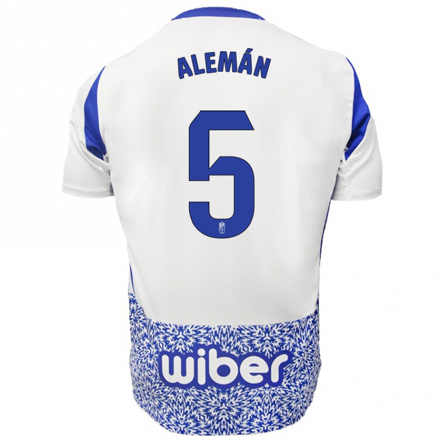 Niño Fútbol Camiseta Carlos Alemán #5 Blanco Azul 2ª Equipación 2024/25