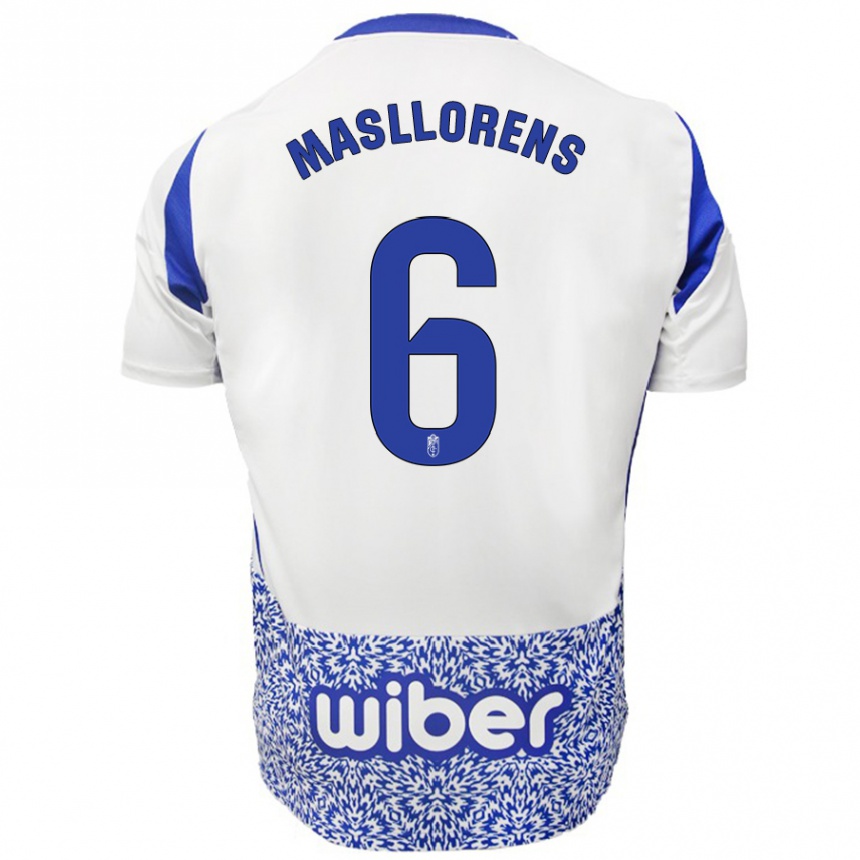 Niño Fútbol Camiseta José Masllorens #6 Blanco Azul 2ª Equipación 2024/25