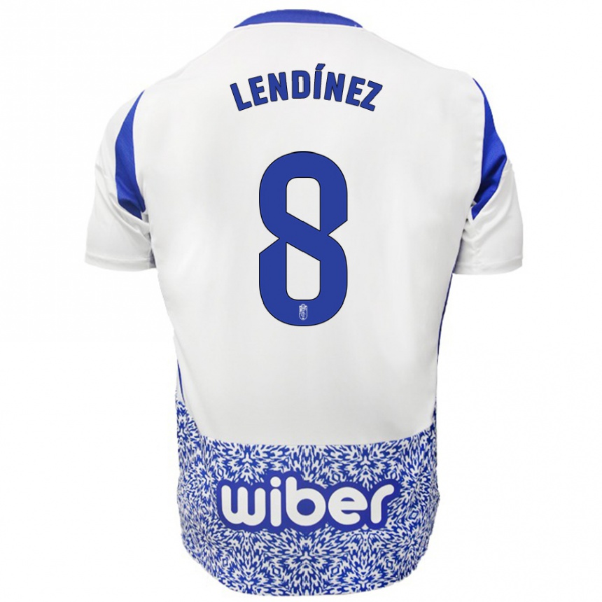 Niño Fútbol Camiseta Juanma Lendínez #8 Blanco Azul 2ª Equipación 2024/25