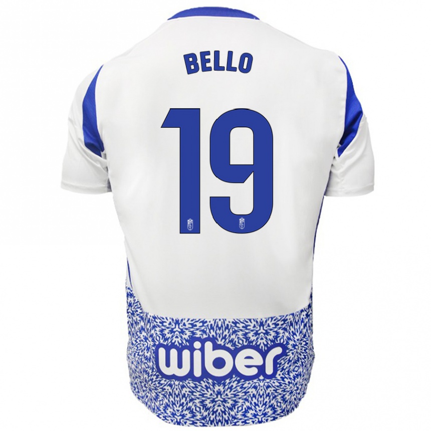 Niño Fútbol Camiseta Eghosa Augustine Bello #19 Blanco Azul 2ª Equipación 2024/25