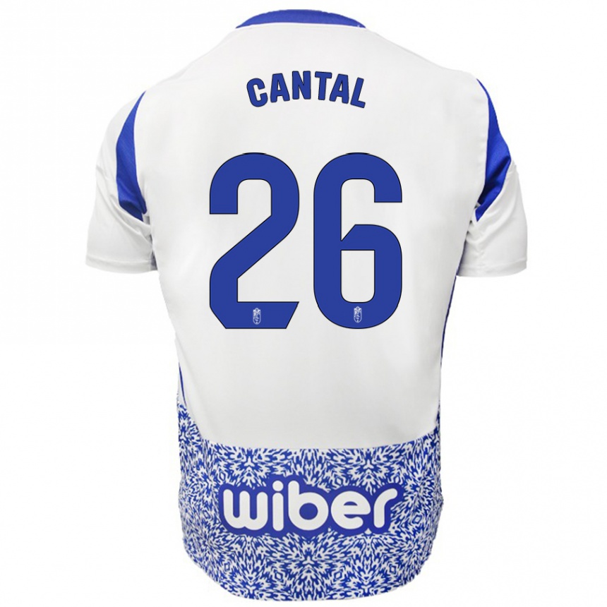 Niño Fútbol Camiseta Paco Cantal #26 Blanco Azul 2ª Equipación 2024/25