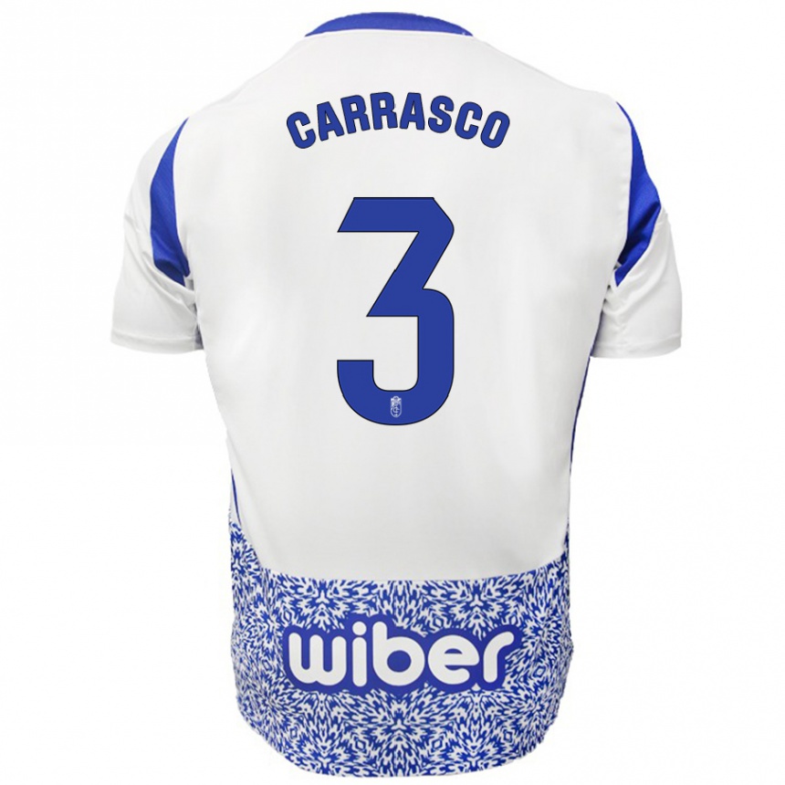 Niño Fútbol Camiseta Marta Carrasco #3 Blanco Azul 2ª Equipación 2024/25