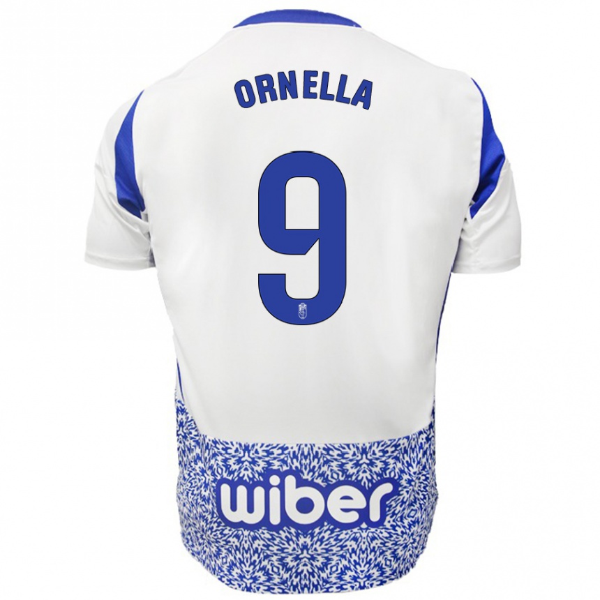 Niño Fútbol Camiseta Ornella María Vignola Cabot #9 Blanco Azul 2ª Equipación 2024/25