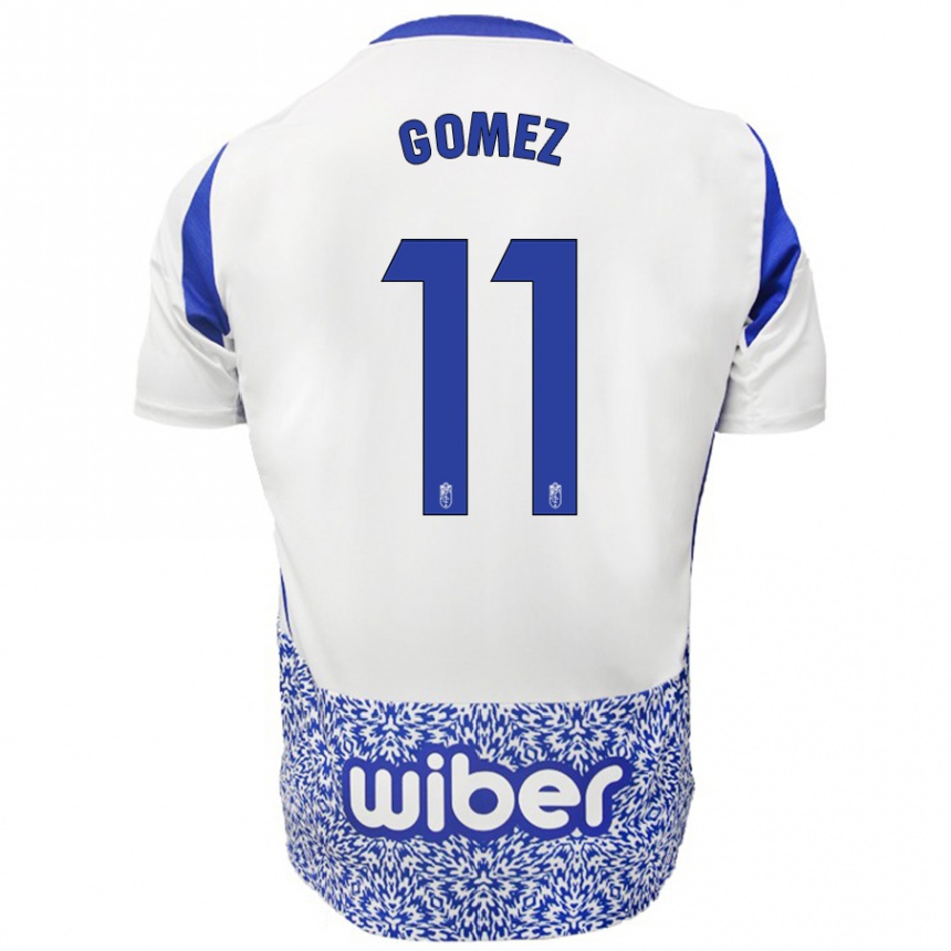 Niño Fútbol Camiseta Andrea Gómez #11 Blanco Azul 2ª Equipación 2024/25