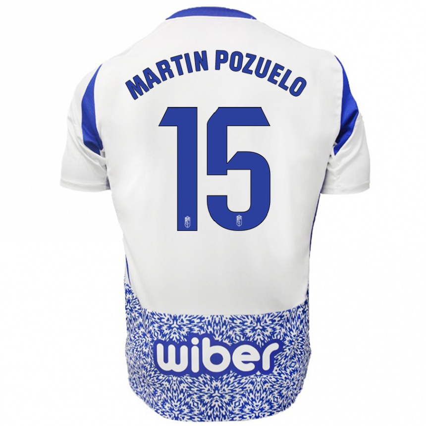 Niño Fútbol Camiseta Esther Martín-Pozuelo #15 Blanco Azul 2ª Equipación 2024/25