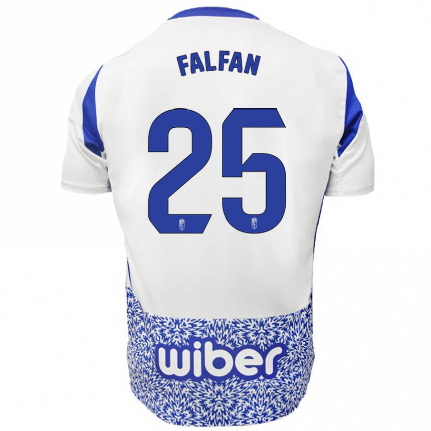 Niño Fútbol Camiseta Daiana Falfán #25 Blanco Azul 2ª Equipación 2024/25