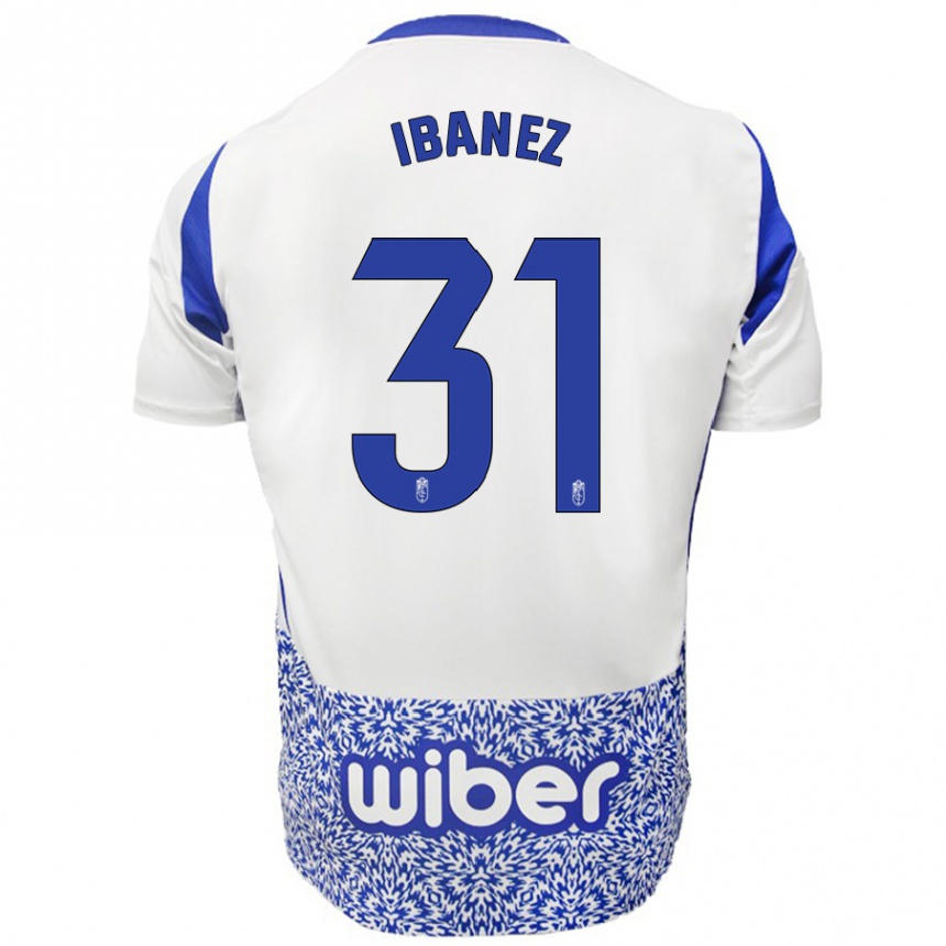 Niño Fútbol Camiseta Alba Ibáñez #31 Blanco Azul 2ª Equipación 2024/25