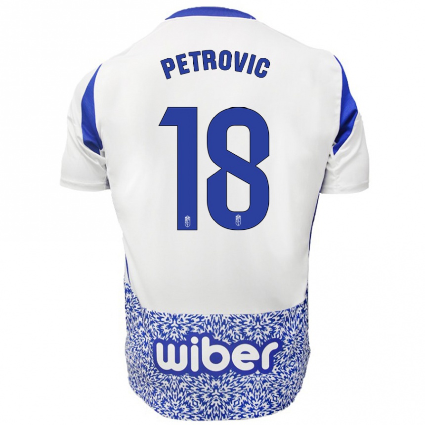 Niño Fútbol Camiseta Njegos Petrovic #18 Blanco Azul 2ª Equipación 2024/25