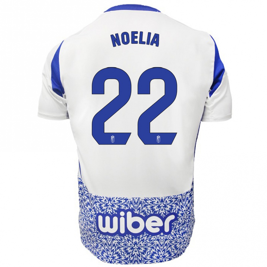 Niño Fútbol Camiseta Noelia Salas Mullens #22 Blanco Azul 2ª Equipación 2024/25