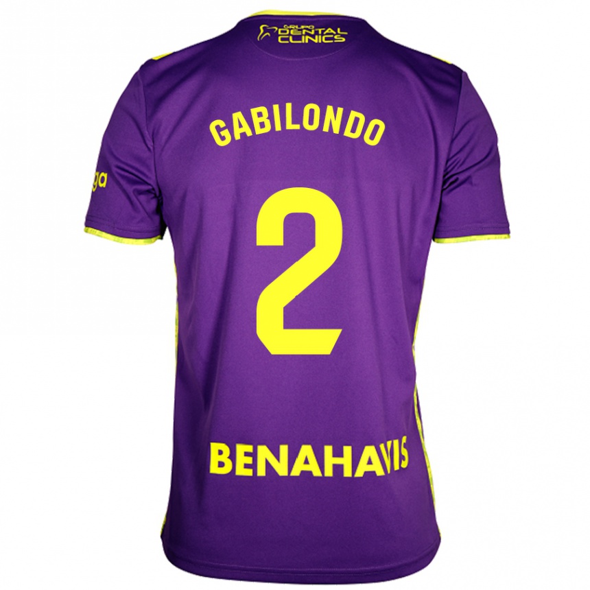 Niño Fútbol Camiseta Jokin Gabilondo #2 Púrpura Amarillo 2ª Equipación 2024/25