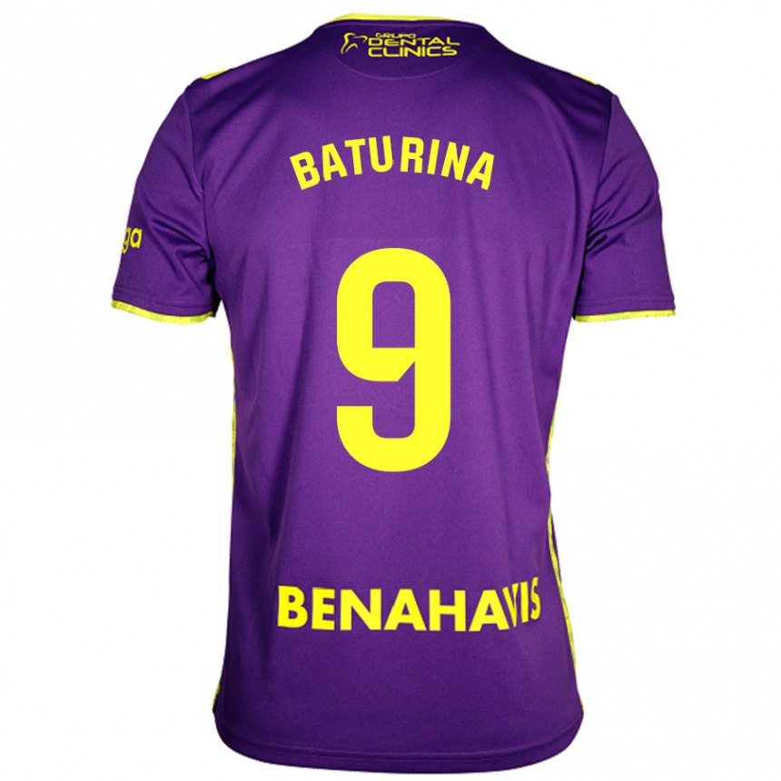 Niño Fútbol Camiseta Roko Baturina #9 Púrpura Amarillo 2ª Equipación 2024/25