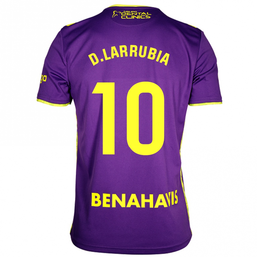 Niño Fútbol Camiseta David Larrubia #10 Púrpura Amarillo 2ª Equipación 2024/25