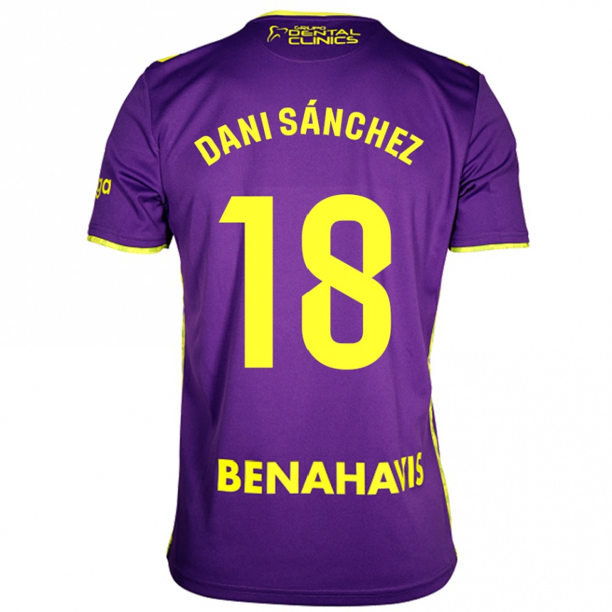 Niño Fútbol Camiseta Dani Sánchez #18 Púrpura Amarillo 2ª Equipación 2024/25