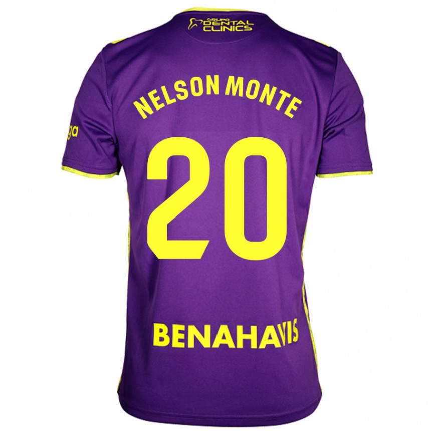 Niño Fútbol Camiseta Nélson Monte #20 Púrpura Amarillo 2ª Equipación 2024/25