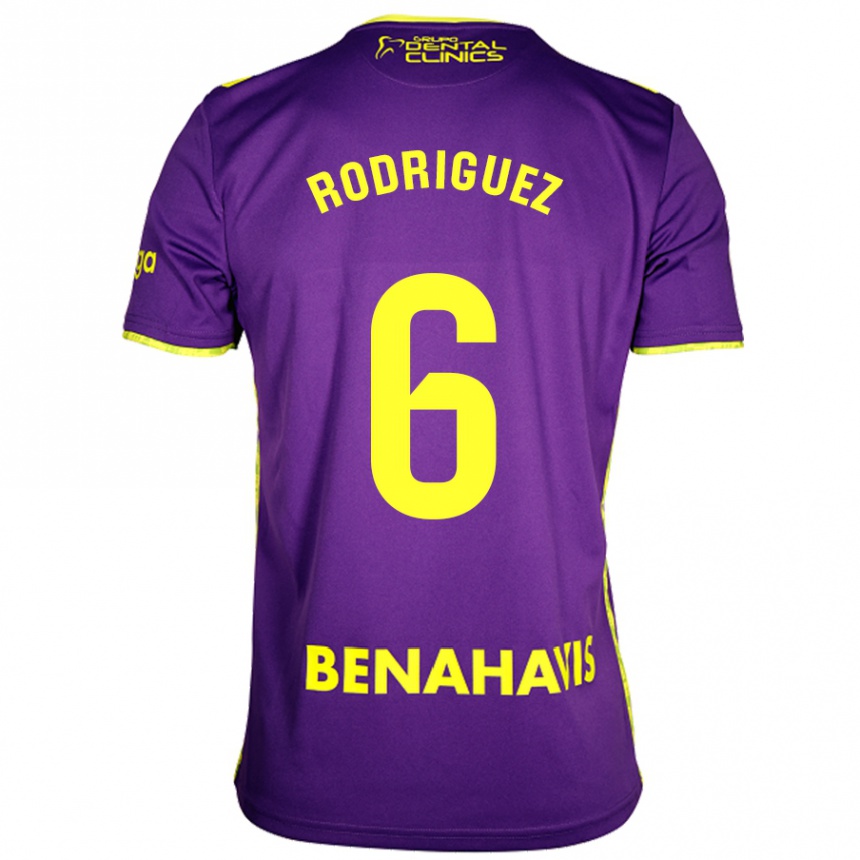 Niño Fútbol Camiseta Rafa Rodríguez #6 Púrpura Amarillo 2ª Equipación 2024/25