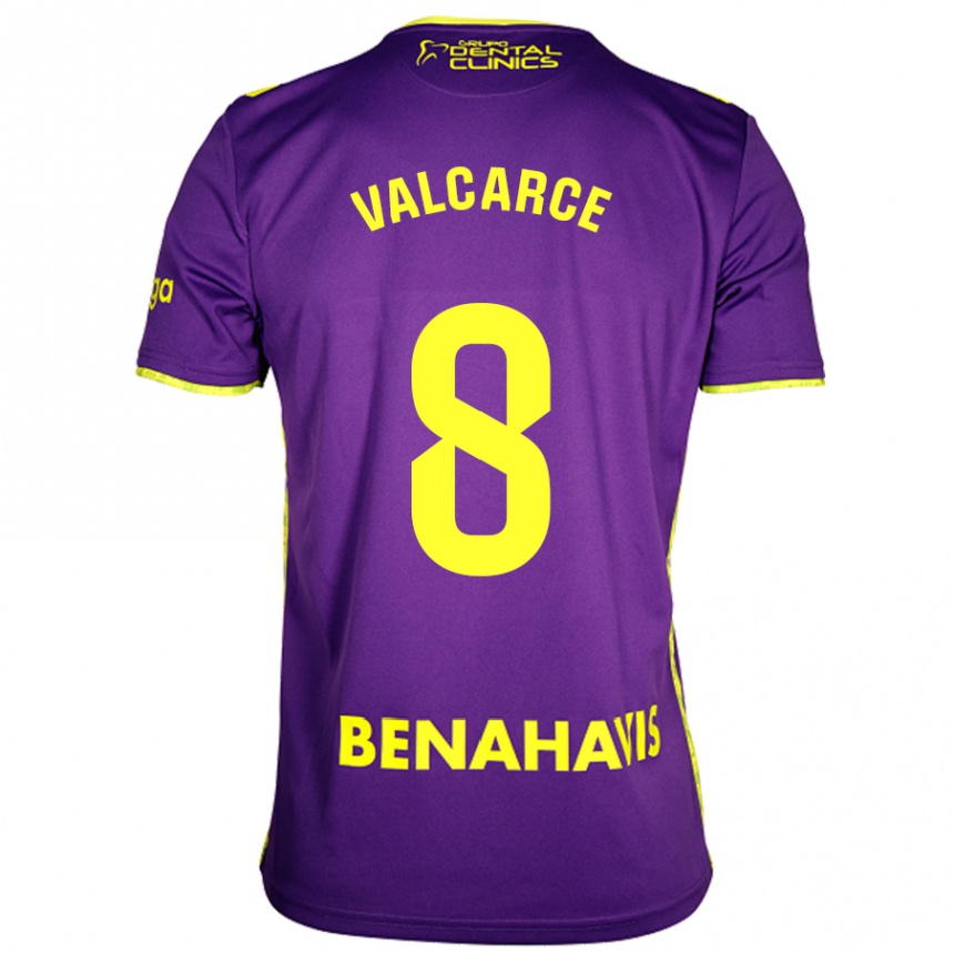 Niño Fútbol Camiseta Alejandro Valcarce #8 Púrpura Amarillo 2ª Equipación 2024/25