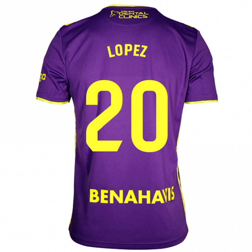 Niño Fútbol Camiseta Adri López #20 Púrpura Amarillo 2ª Equipación 2024/25