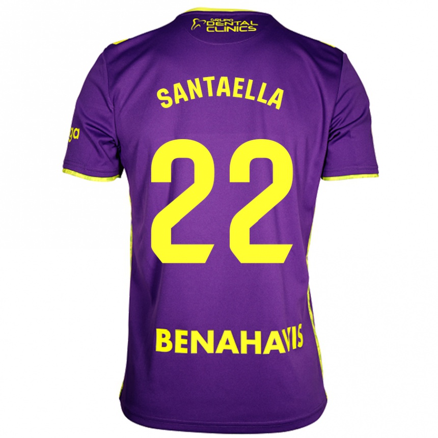 Niño Fútbol Camiseta Miguel Ángel Santaella #22 Púrpura Amarillo 2ª Equipación 2024/25