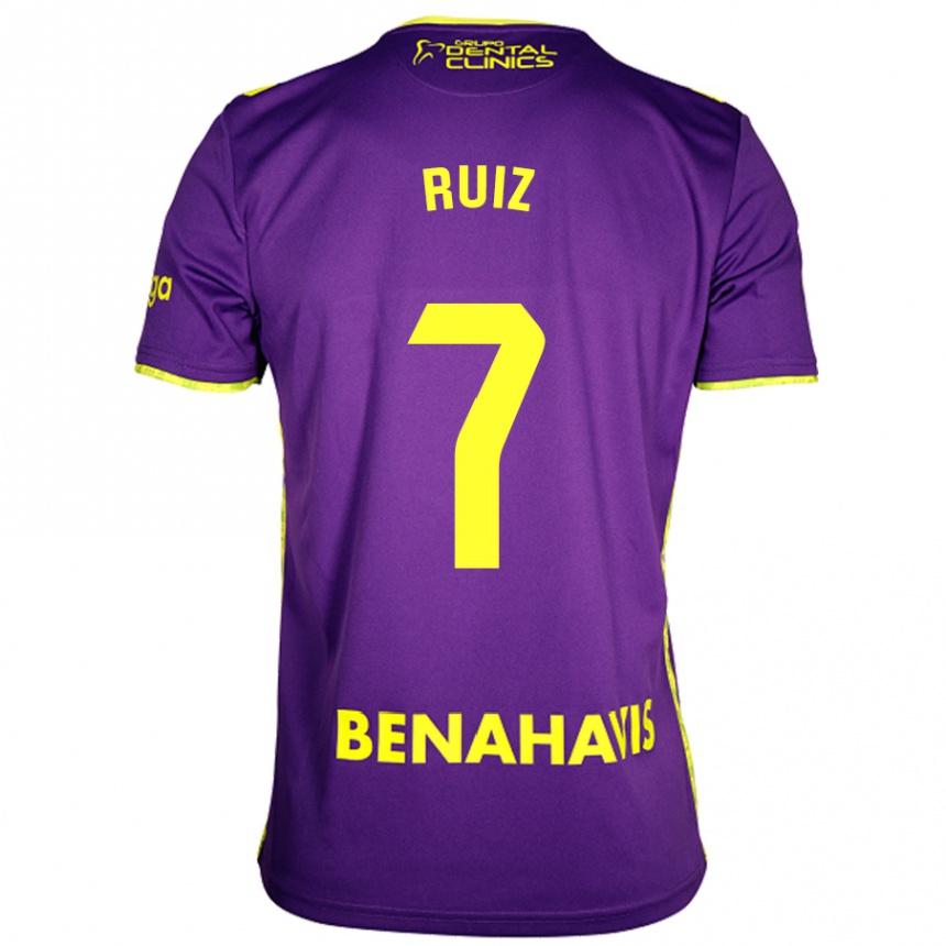 Niño Fútbol Camiseta María Ruiz #7 Púrpura Amarillo 2ª Equipación 2024/25