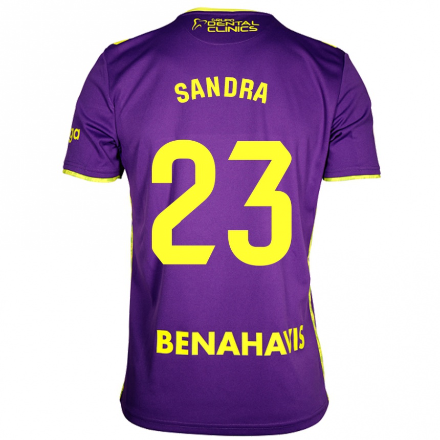 Niño Fútbol Camiseta Sandra #23 Púrpura Amarillo 2ª Equipación 2024/25