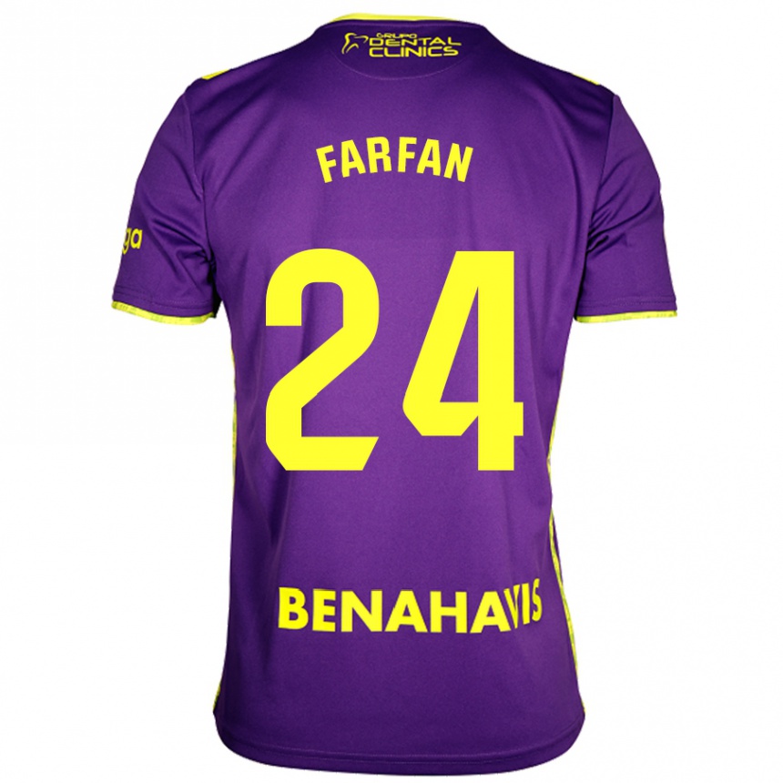 Niño Fútbol Camiseta María Farfán #24 Púrpura Amarillo 2ª Equipación 2024/25