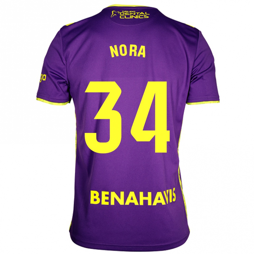 Niño Fútbol Camiseta Nora #34 Púrpura Amarillo 2ª Equipación 2024/25