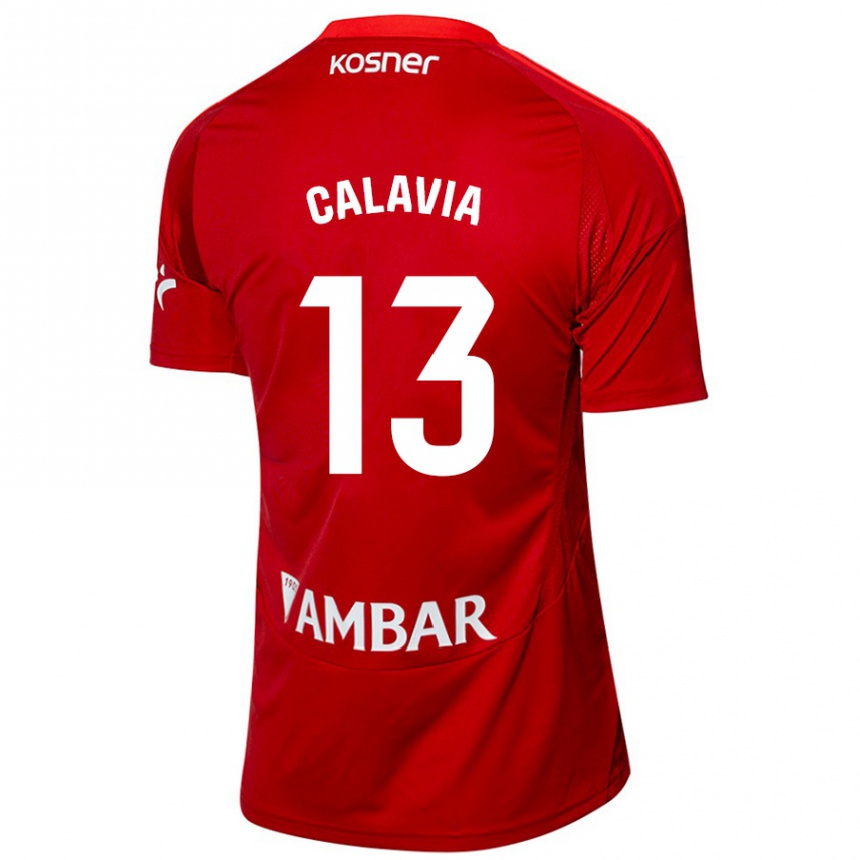 Niño Fútbol Camiseta Carlos Calavia #13 Blanco Azul 2ª Equipación 2024/25