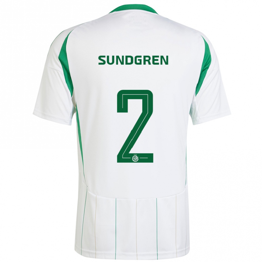 Niño Fútbol Camiseta Daniel Sundgren #2 Blanco Verde 2ª Equipación 2024/25