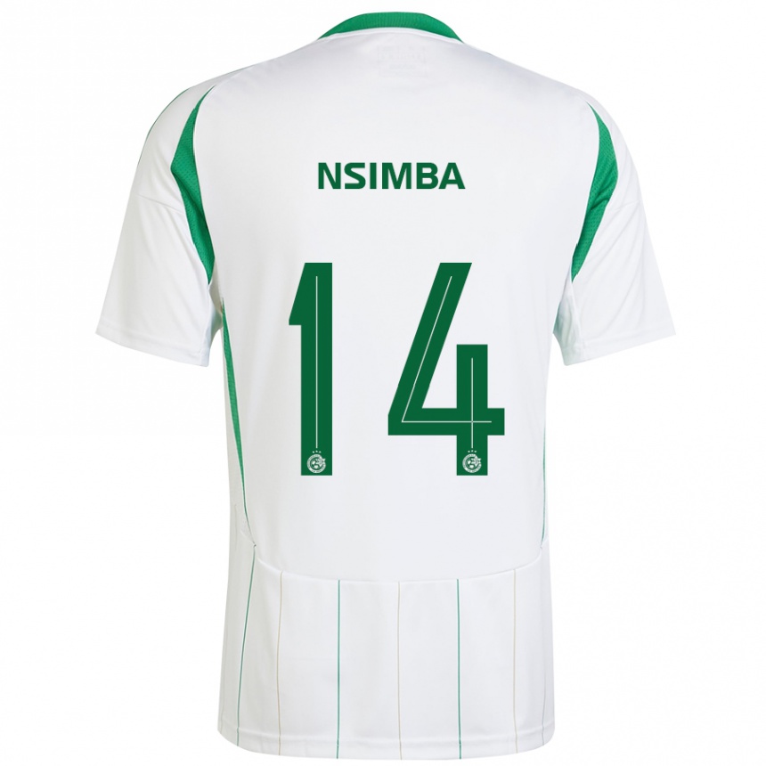 Niño Fútbol Camiseta Vital Nsimba #14 Blanco Verde 2ª Equipación 2024/25