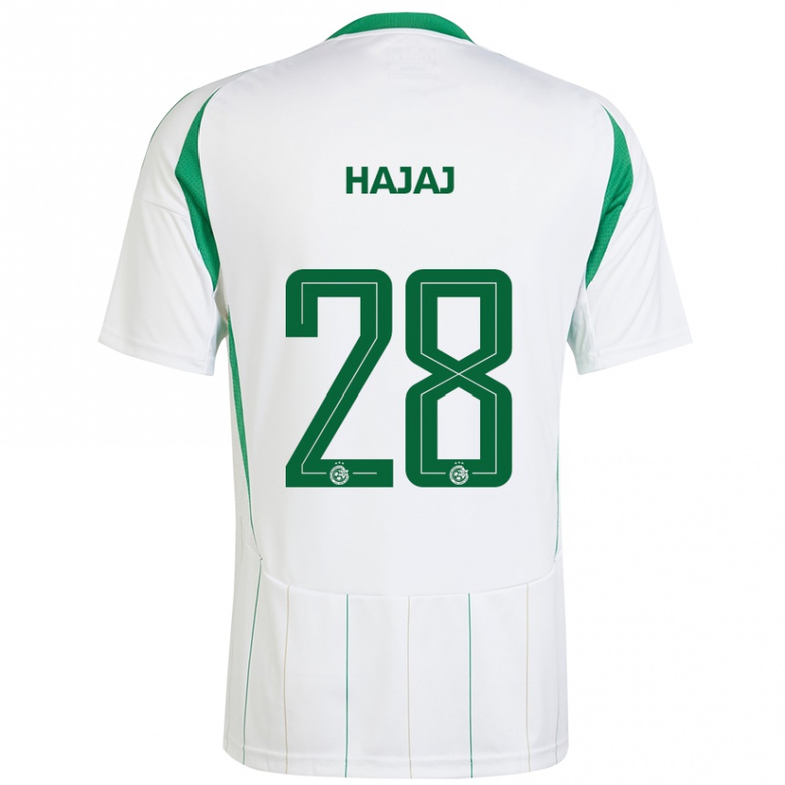 Niño Fútbol Camiseta Ilay Hajaj #28 Blanco Verde 2ª Equipación 2024/25