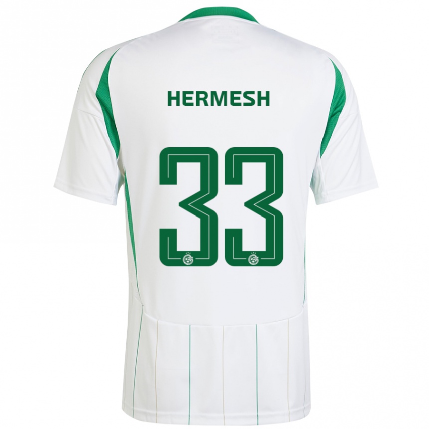 Niño Fútbol Camiseta Liam Hermesh #33 Blanco Verde 2ª Equipación 2024/25