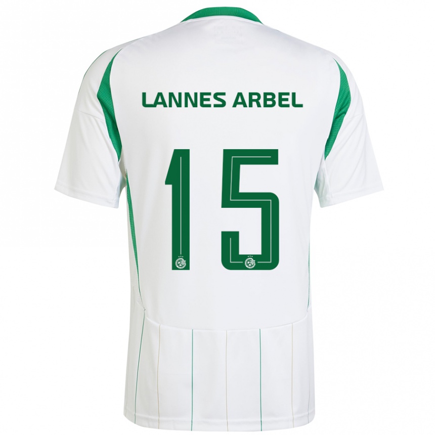 Niño Fútbol Camiseta Tomer Lannes Arbel #15 Blanco Verde 2ª Equipación 2024/25