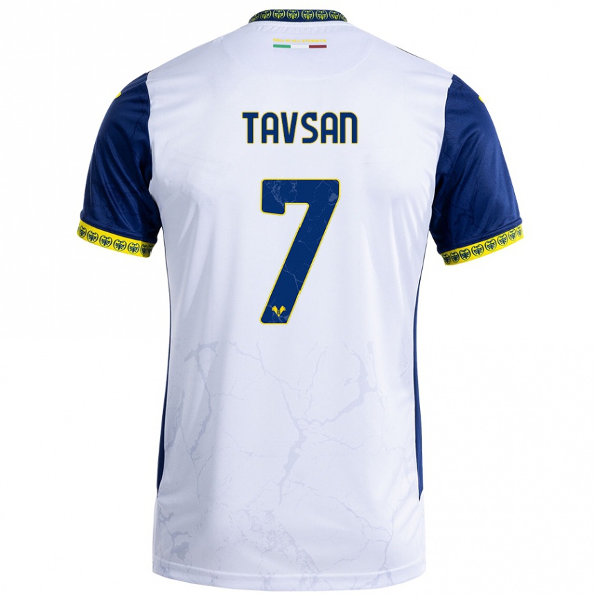 Niño Fútbol Camiseta Elayis Tavsan #7 Blanco Azul 2ª Equipación 2024/25