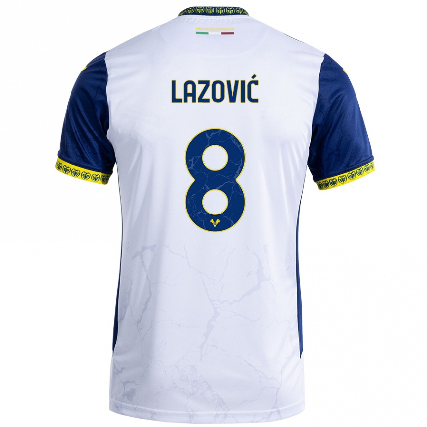 Niño Fútbol Camiseta Darko Lazović #8 Blanco Azul 2ª Equipación 2024/25