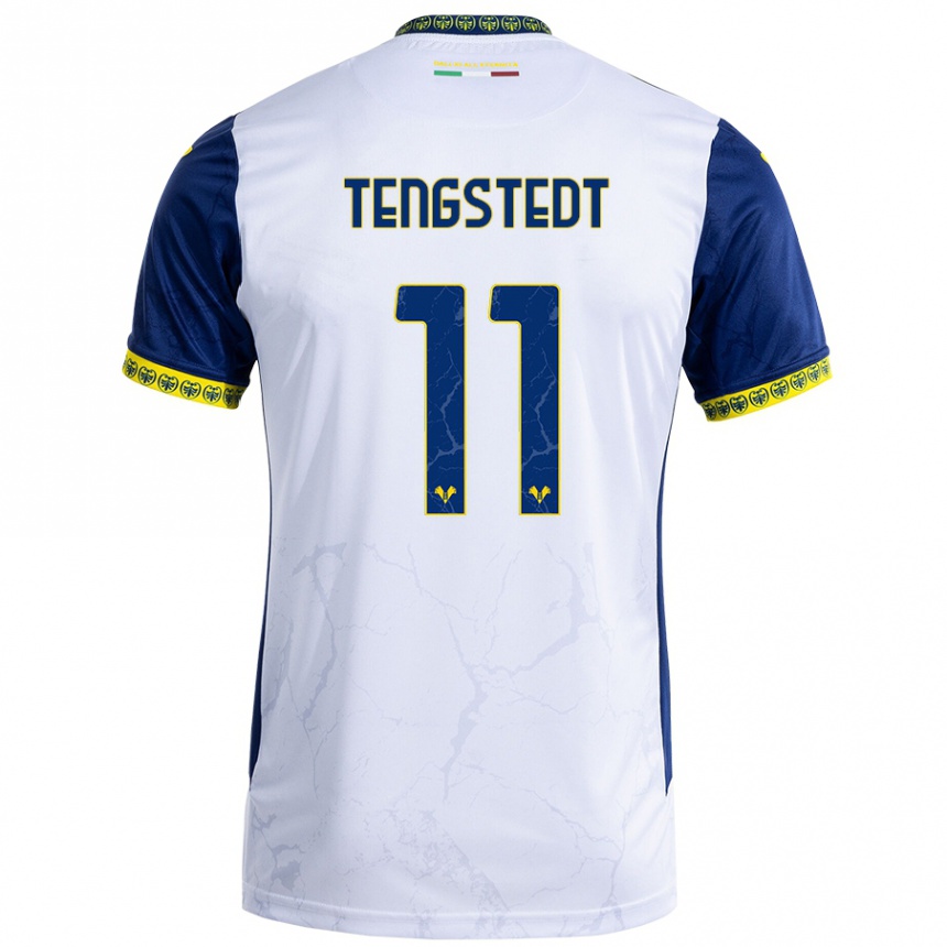 Niño Fútbol Camiseta Casper Tengstedt #11 Blanco Azul 2ª Equipación 2024/25