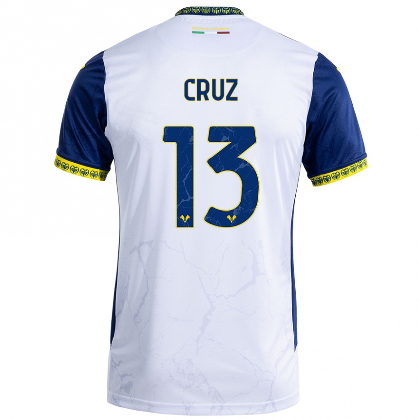 Niño Fútbol Camiseta Juan Manuel Cruz #13 Blanco Azul 2ª Equipación 2024/25