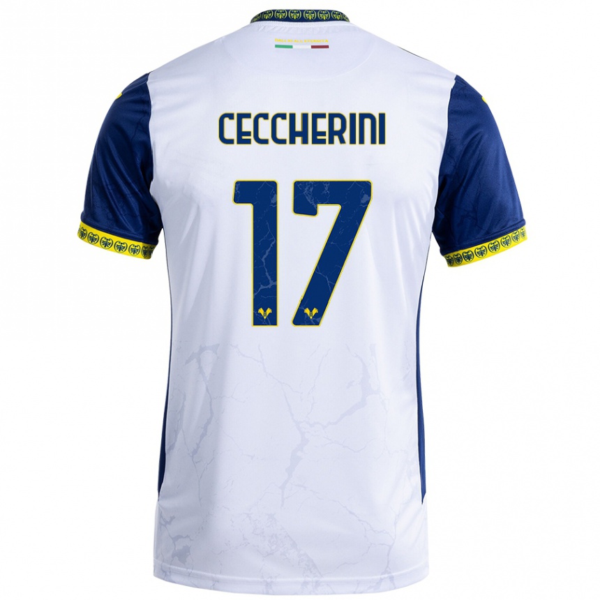 Niño Fútbol Camiseta Federico Ceccherini #17 Blanco Azul 2ª Equipación 2024/25