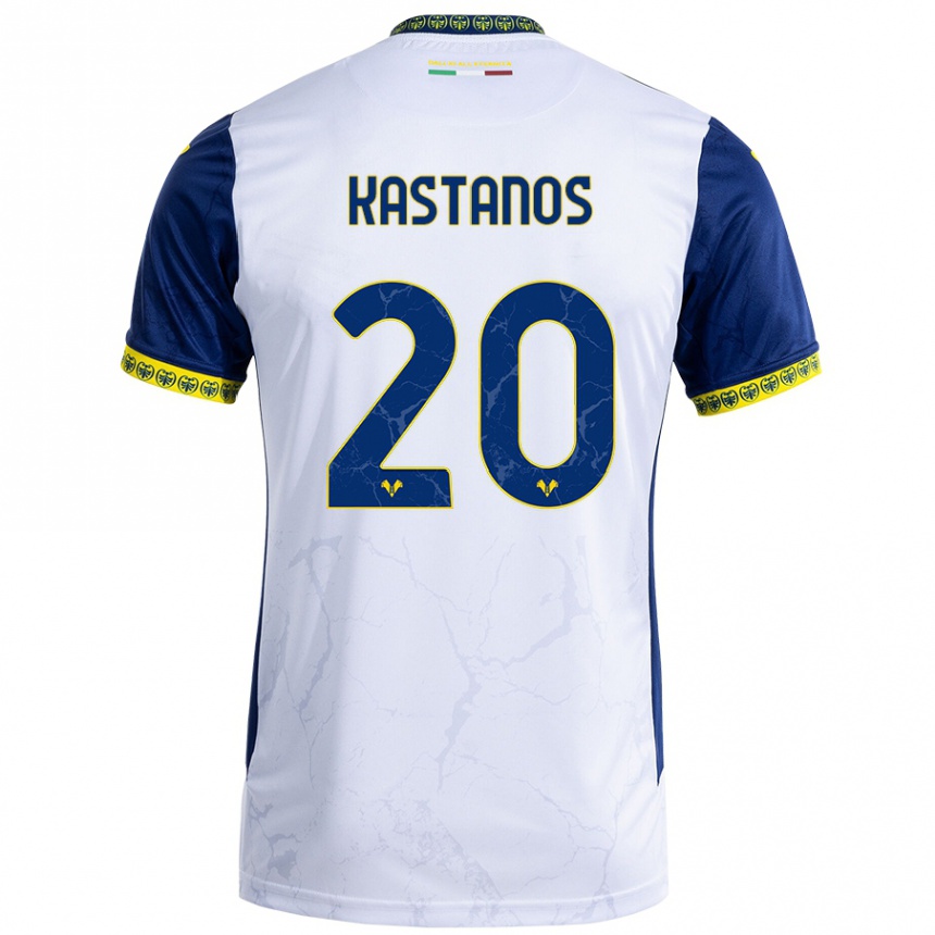 Niño Fútbol Camiseta Grigoris Kastanos #20 Blanco Azul 2ª Equipación 2024/25