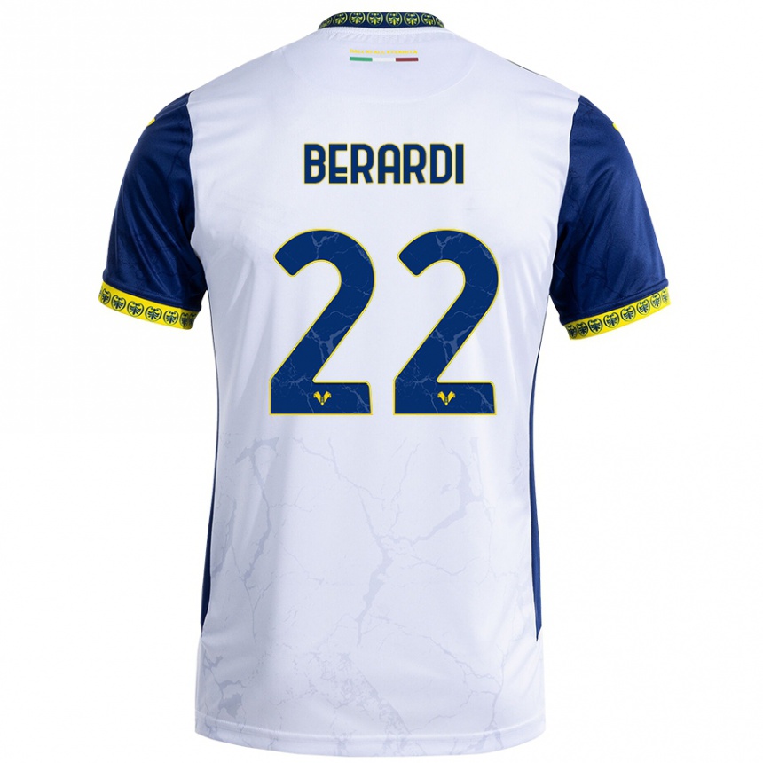 Niño Fútbol Camiseta Alessandro Berardi #22 Blanco Azul 2ª Equipación 2024/25