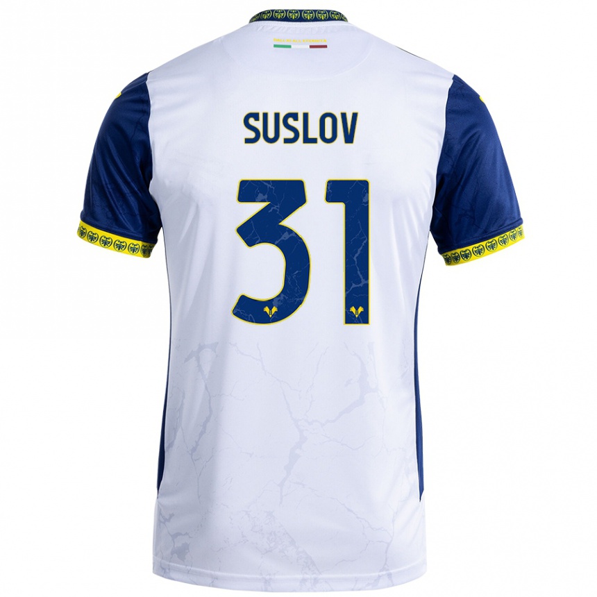 Niño Fútbol Camiseta Tomas Suslov #31 Blanco Azul 2ª Equipación 2024/25