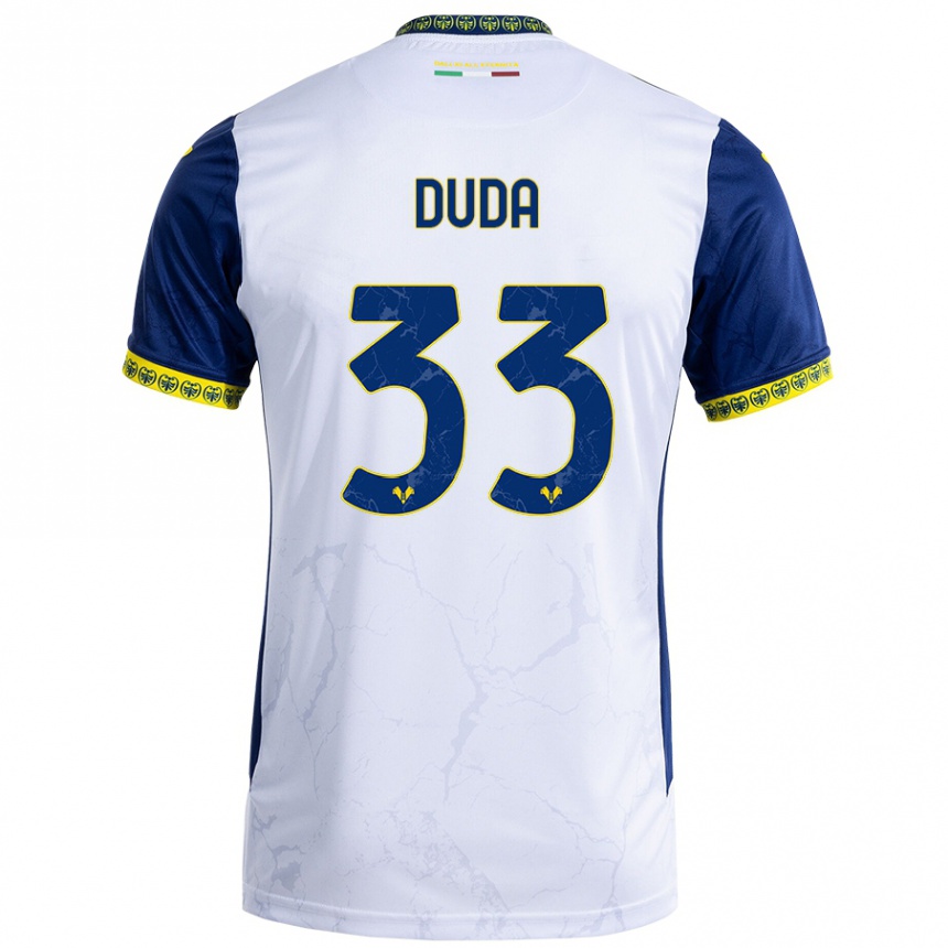 Niño Fútbol Camiseta Ondrej Duda #33 Blanco Azul 2ª Equipación 2024/25