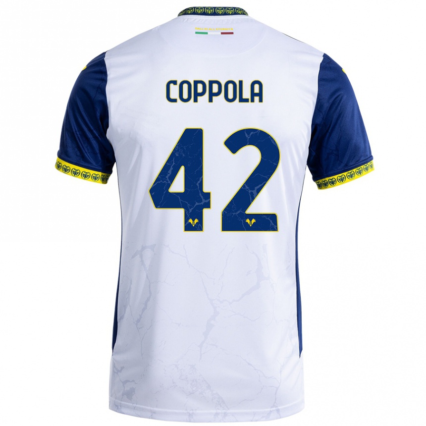 Niño Fútbol Camiseta Diego Coppola #42 Blanco Azul 2ª Equipación 2024/25