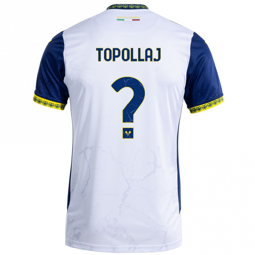 Niño Fútbol Camiseta Mark Topollaj #0 Blanco Azul 2ª Equipación 2024/25