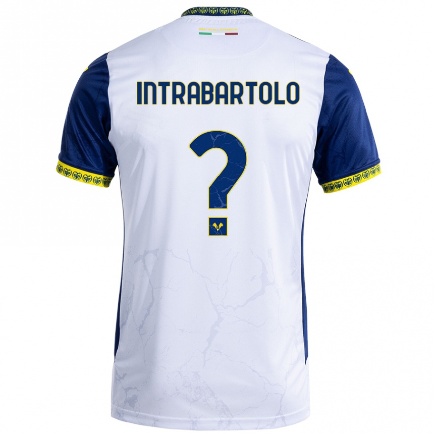 Niño Fútbol Camiseta Denis Intrabartolo #0 Blanco Azul 2ª Equipación 2024/25