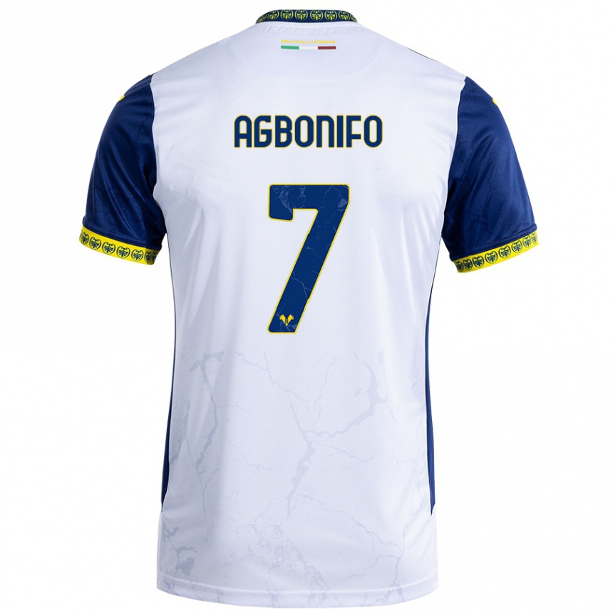 Niño Fútbol Camiseta Richi Agbonifo #7 Blanco Azul 2ª Equipación 2024/25