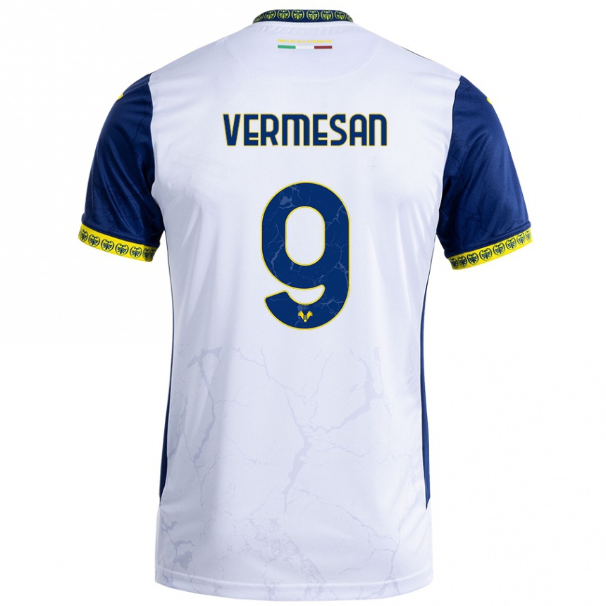 Niño Fútbol Camiseta Ioan Vermesan #9 Blanco Azul 2ª Equipación 2024/25