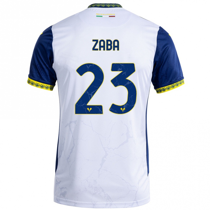 Niño Fútbol Camiseta Nelson Zaba #23 Blanco Azul 2ª Equipación 2024/25